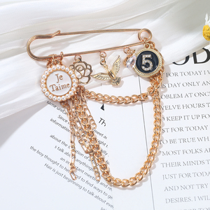 Thời trang kim cương thiết lập may mắn số năm hoa Trâm <span class=keywords><strong>pin</strong></span> với treo chuỗi trang sức cho phụ nữ Phụ kiện cố định trang trí - Product Image 5