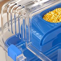 Kit Cage Complète pour Hamster et Gerbil Bleu avec Plateforme, Bouteille d'Eau et Roue - Habitat Multi-Niveaux Tout-en-un 5 Pièces en Plastique Transparent/ABS