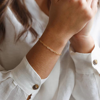 Bracelets chaîne EManco en acier inoxydable plaqué or 14K PVD, modèles corde, Figaro, perles, cubain, serpent, lame pour femmes et hommes