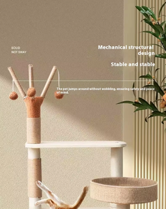 Pohon Kucing Besar dari Kayu dengan Kandang, Tempat Bertengger Luas, Tiang Garuk Sisal Terbungkus Penuh, dan Bola Gantung yang Dapat Diganti - Product Image 6