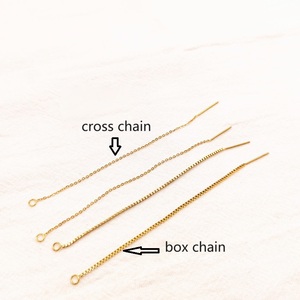 Filo per Orecchini in Acciaio Inossidabile 316L Placcato <span class=keywords><strong>Oro</strong></span> 18k PVD, Componenti per Gioielli, Filo per Orecchini a Perno con Catena Veneziana a Croce - Product Image 2