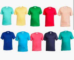 <b>Men's</b> Orange Yellow Solid Color Short Sleeve O-Neck Casual Regular Fit T-<b>Shirt</b> 220 Grams Knitted Polyester/Cotton - Product Image 3