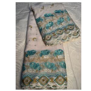 Prix d'Usine Tissu en <span class=keywords><strong>Dentelle</strong></span> Suisse Voile Africain Blanc avec Sequins et Lafaya Coton pour <span class=keywords><strong>Robe</strong></span> de Soirée Femme - Product Image 1