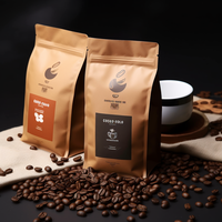 Feuille d'aluminium noire imprimée sur mesure 100g 250g 500g 1kg 5kg Sacs de café en plastique à fond plat de 12 oz avec valve