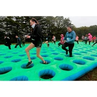 Parcours d'obstacles gonflable amusant, jeu gonflable de team building avec pneus, tapis géant gonflable pour parcours d'obstacles