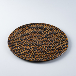 YAYU Offre spéciale Plat principal nordique créatif en céramique Grès Personnalisé <span class=keywords><strong>Restaurant</strong></span> Steak Plats Vintage Rond Brun Assiette à dîner - Product Image 2