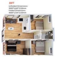 Maison préfabriquée extensible de luxe Maison en conteneur pliable 30FT Petite maison moderne préfabriquée Cabine modulaire Maisons préconstruites