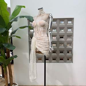 Abito da Donna Gotico Vintage con Vita Impero, Sexy Senza Spalline in Pizzo con Gonna Aderente e Volant - Product Image 4