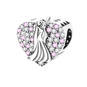 Bracelet tendance pour femme de haute qualité, avec breloque en forme de cœur coloré et lettre, bijoux DIY, cadeau de luxe léger, serti clos - Product Image 5