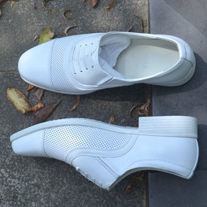 <b>White</b> Leather Formal Dress Shoes Men Pointed Toe Wedding Groom Mesh <b>Lace</b> Up Oxford Style - Product Image 2