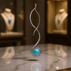 Orecchini Pendenti Tiffany & Co. in Turchese, Argento 925 con Montatura a Castone, Minimalisti per Uso Quotidiano Femminile - Product Image 2