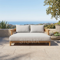 Fauteuil simple d'extérieur en teck à finition naturelle durable pour terrasse contemporaine, style esthétique nordique moderne