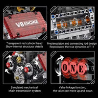 G8909 Motor Listrik Mini Baru Supercharger V8 Model Mesin Uap Dinamis Teknik Mekanik untuk Set Blok Bangunan Anak-anak