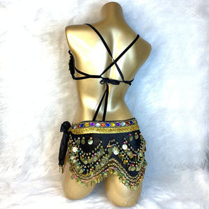 Samba karnaval tel sutyen ve kemer seti el yapımı 4 adet oryantal dans tel sutyen + oryantal dans kalça eşarp 320 adet paraları - Product Image 2