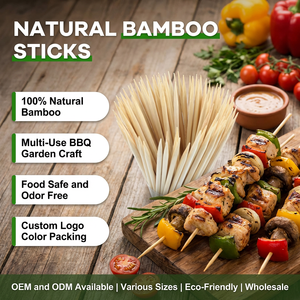 Brochettes en bambou naturel pour barbecue, piquets <span class=keywords><strong>de</strong></span> jardin, artisanat DIY, sans danger pour les aliments, écologiques, vente en gros, brochettes Teppo pour l'extérieur - Product Image 1