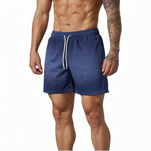 Shorts en molleton de coton pour homme, coupe Bermuda, délavés à l'acide, avec cordon de serrage, style streetwear décontracté - Product Image 1
