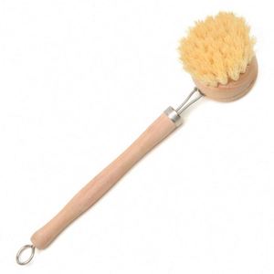 Wholesale Beech Wood Sisal Long Handle Durable Handmade Kitchen <b>Scrub</b> <b>Brush</b> with Custom Logo for Eco-Friendly Promotional Use - Product Image 1