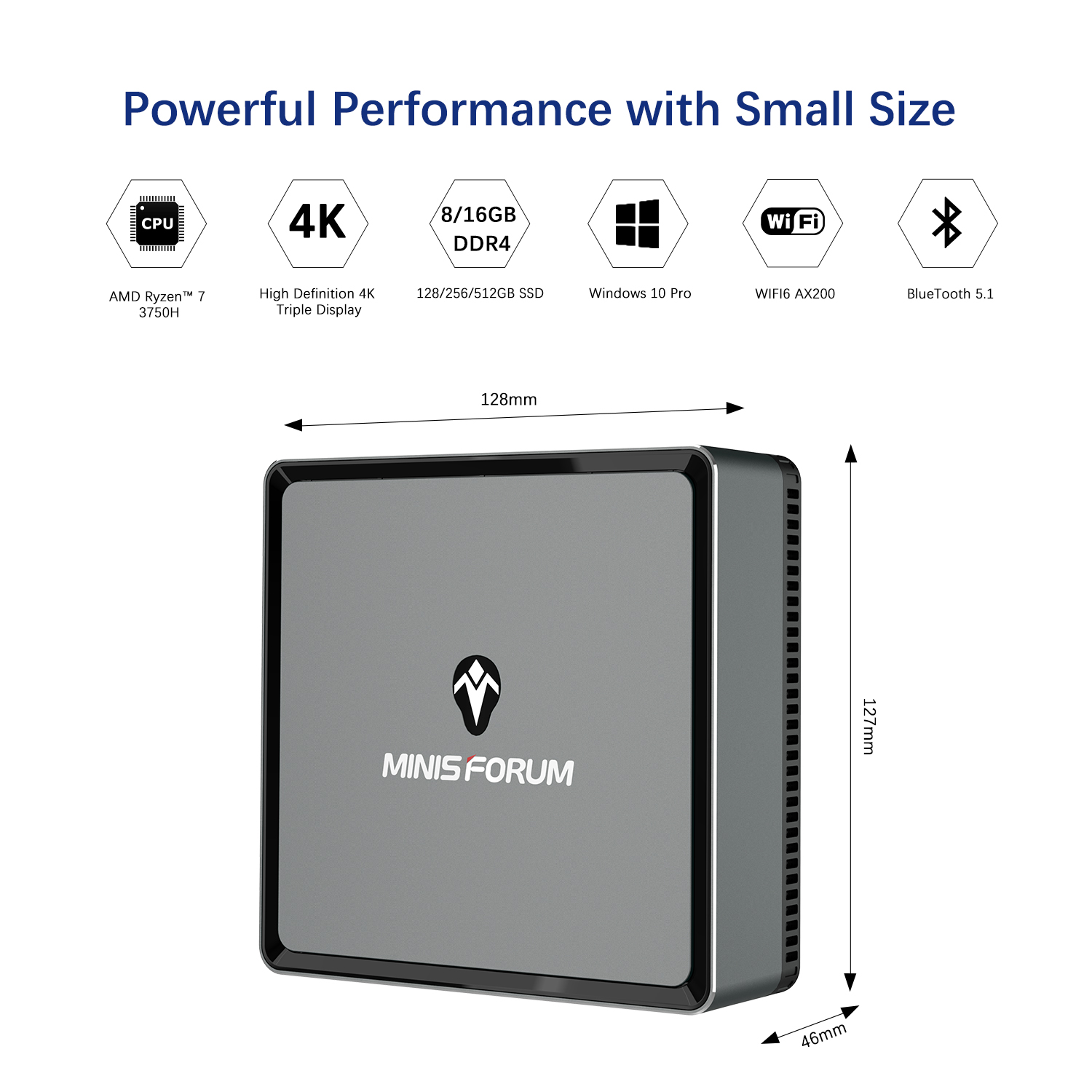Minisforum UM250 Mini PC with AMD Ryzen V1605B | 8GB RAM, 256GB