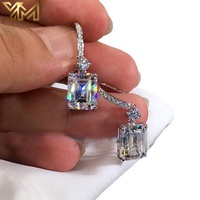 Elegantes Pendientes Largos con Circonita Cúbica 5A, Plateados en Plata, Transparentes y Rosados, 2 Colores, Joyería Destacada