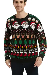 Benutzer definiertes Logo Großhändler Hässlicher Pullover mit Rundhals ausschnitt aus reiner Baumwolle Unisex Gestrickter Weihnachts pullover