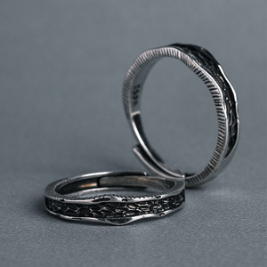 Abyss <b>Rings</b> For Men And Women 925 Sterling <b>Silver</b> Geometric Design <b>Adjustable</b> Couple <b>Ring</b> Unisex Jewelry Gift - Product Image 4