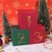Boîtes cadeaux calendrier de l'Avent de Noël rouge et vert, 24 jours de compte à rebours, boîtes mystères vides pour emballage de cadeaux de fête de Noël