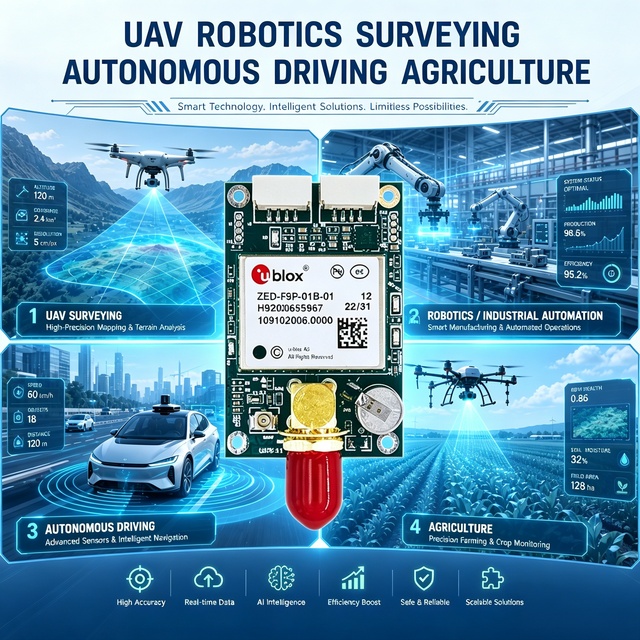 GPS Module ZED-F9P ZED-F9P-01B-01 High Precision Multi-Constellation GNSS/GPS Navigation RTK Receiver Board Original F9P Drone