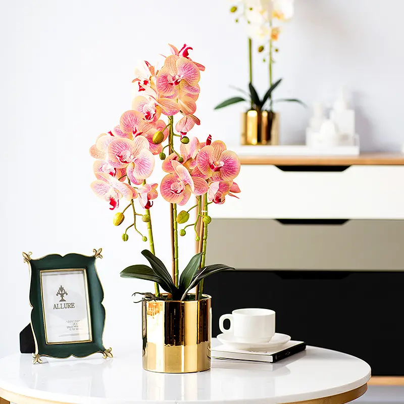 1 lot de fausses plantes d'orchidées stylées artificielles B0032, vente en gros, fausses plantes orchidées papillon, pour décoration de mariage