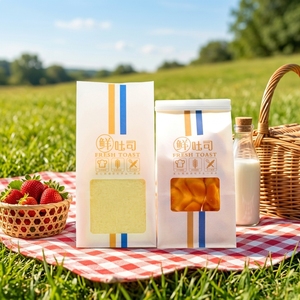 Sacs en papier kraft refermables avec fermeture à clip de qualité alimentaire avec fenêtre pour l'emballage des noix, du <span class=keywords><strong>pain</strong></span> et des biscuits - Product Image 1