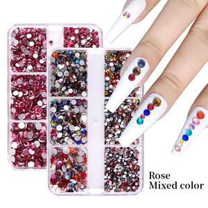 Set de Diamantes de Imitación para Uñas de Marca Privada, 6 Compartimentos, Base Plana, Cristales Rosados, Diamantes Redondos Blancos de Vidrio, Combinación de Joyería Mixta - Product Image 2