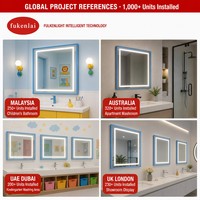 Miroir de salle de bain anti-buée Fullkenlight pour projets hôteliers, marché des matériaux de construction, miroir de salle de bain LED carré avec cadre bleu