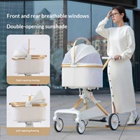 Poussette pour animaux de compagnie en alliage d'aluminium, design élégant, sac détachable, portable, légère, pliable, 4 roues, pour petits chiens/chats, utilisation en extérieur et en voiture