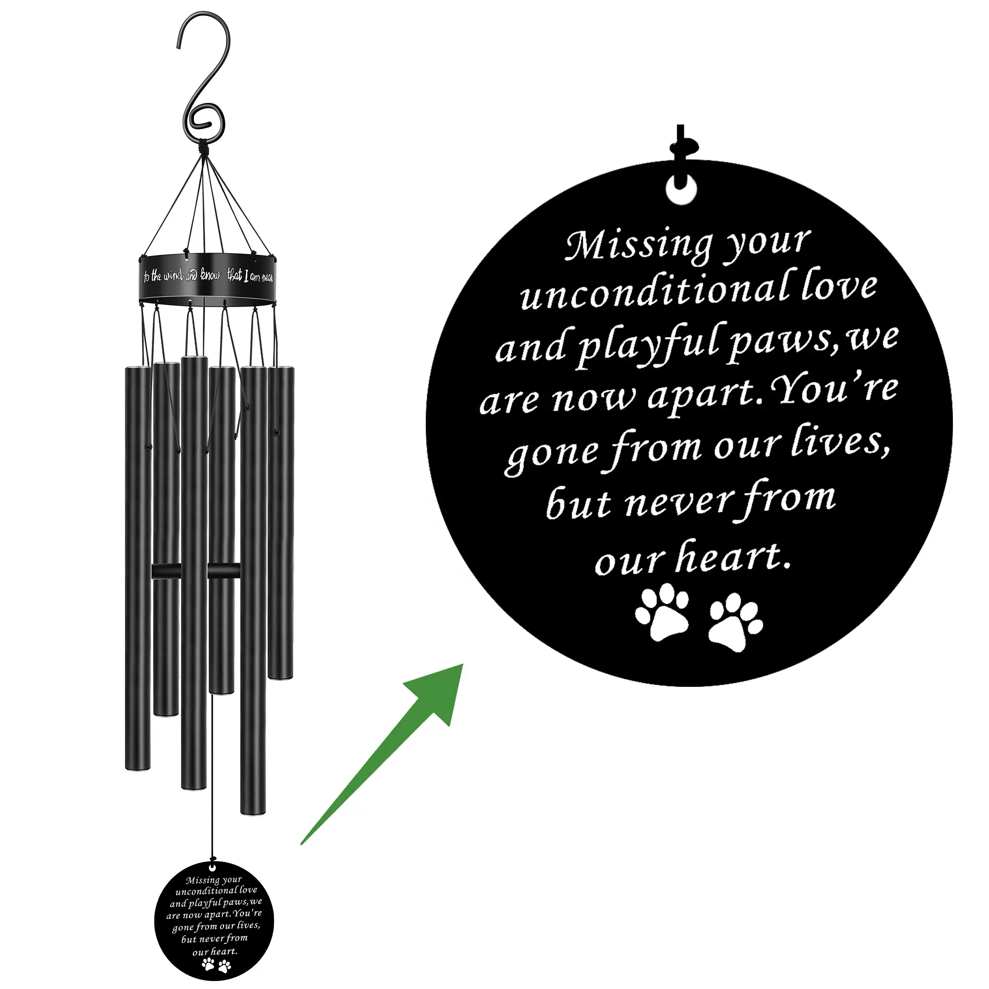 Gepersonaliseerde Hond Herinnering Gift Huisdier Memorial Windgong Voor Verlies Van Hond Kat Sympathie Metalen Diepe Tone Windchimes Hond Remembera