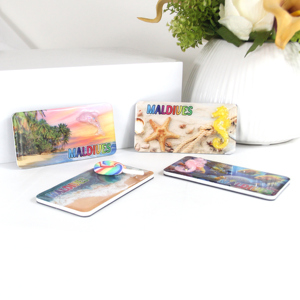 Aimant de réfrigérateur en verre coloré personnalisé avec forme personnalisée, design de plage <span class=keywords><strong>des</strong></span> Maldives, cadeau tropical personnalisé - Product Image 3