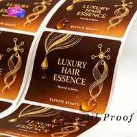 Étiquette personnalisée de luxe en vinyle gaufré à l'or, résistante à l'huile, avec logo privé pour bouteilles de vin, cosmétiques et huiles essentielles