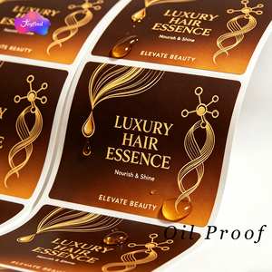Étiquette personnalisée de luxe en vinyle gaufré à l'or, résistante à l'huile, avec <span class=keywords><strong>logo</strong></span> privé pour bouteilles de vin, cosmétiques et huiles essentielles - Product Image 2