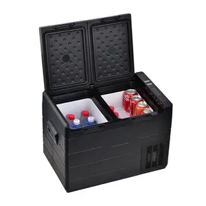 Refrigerador de acampamento para carros, com tampa dupla, zona de temperatura dupla para ajuste de temperatura, 36L, mini refrigerador