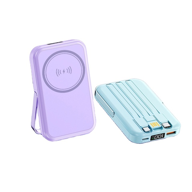 Portable 10000mah Mini Wireless Charger Magnetic Power Bank Battery Pack with 20W Output Cable and Phone Holder Included