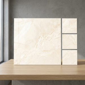 Cream Porcelanato Marble Effect Porcelain Tiles 600x600mm Glossy Interior Floor Ceramic - Product Image 2