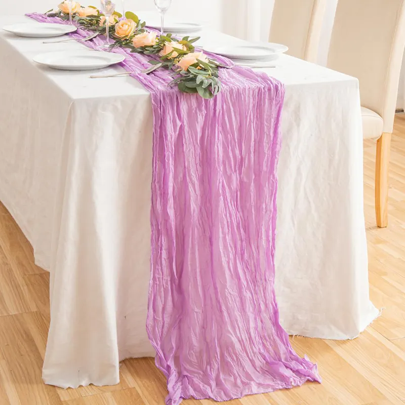 Colori 71 pollici lungo panno di formaggio Boho garza Runner da tavola per matrimonio festa di compleanno decorazioni da tavola rustiche trasparenti