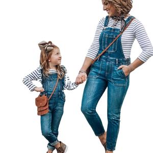 Salopettes pour femmes, maman et moi, jeans à bretelles, pantalons longs, vêtements assortis pour fille et mère, vêtements parent-enfant - Product Image 1