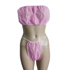 Conjunto de sujetador y bragas desechables de tela no tejida, tanga rosa para spa, sauna, salón de belleza, talla XXL - Product Image 1