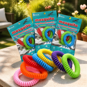Bracelet anti-moustiques, lot de 3, sans DEET, bracelet en spirale naturel, 300 heures de protection, imperméable, répulsif contre les insectes pour enfants et adultes - Product Image 1
