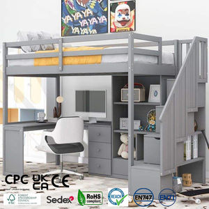 Vente Flash <span class=keywords><strong>Lit</strong></span> Superposé Jumeau pour Enfants avec Tiroirs, <span class=keywords><strong>Lit</strong></span> Mezzanine en Bois Gain de Place pour Enfants, <span class=keywords><strong>Lit</strong></span> Mezzanine en Bois d'École avec <span class=keywords><strong>Bureau</strong></span> - Product Image 1