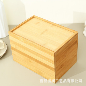 กล่องเก็บของไม้ไผ่ทรงสี่เหลี่ยมผืนผ้า สูง 8.5 นิ้ว กล่องบรรจุภัณฑ์ของขวัญงานฝีมือ - Product Image 4