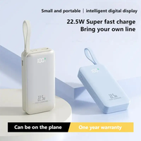 Bloc d'alimentation portable ultra-fin avec affichage numérique LED, charge rapide USB Type C PD, multicolore, 22,5 W, 10000 mAh, avec câble