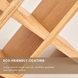 Casier à vin Comptoir Porte-bouteille en bois de chêne Supports de rangement sur pied rustiques Huches de table et vitrines (naturel) - Product Image 4