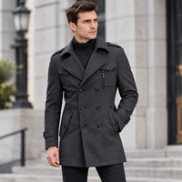 Manteau long en laine pour homme, très vendu, mi-long, simple boutonnage, épais, réversible, personnalisable en usine