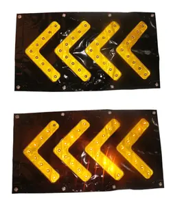 Reflective Road Chevron Safety Magnetic Board PVC Flashing Lights Banner Reflective Arrow Direction LED Traffic Sign