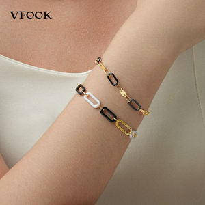 VFOOK Zarif Seramik Bileklik Çizilmez Renk Koruyucu 18 Ayar Gerçek Altın Bileklik Günlük Kullanım İçin Kızlar İçin - Product Image 1